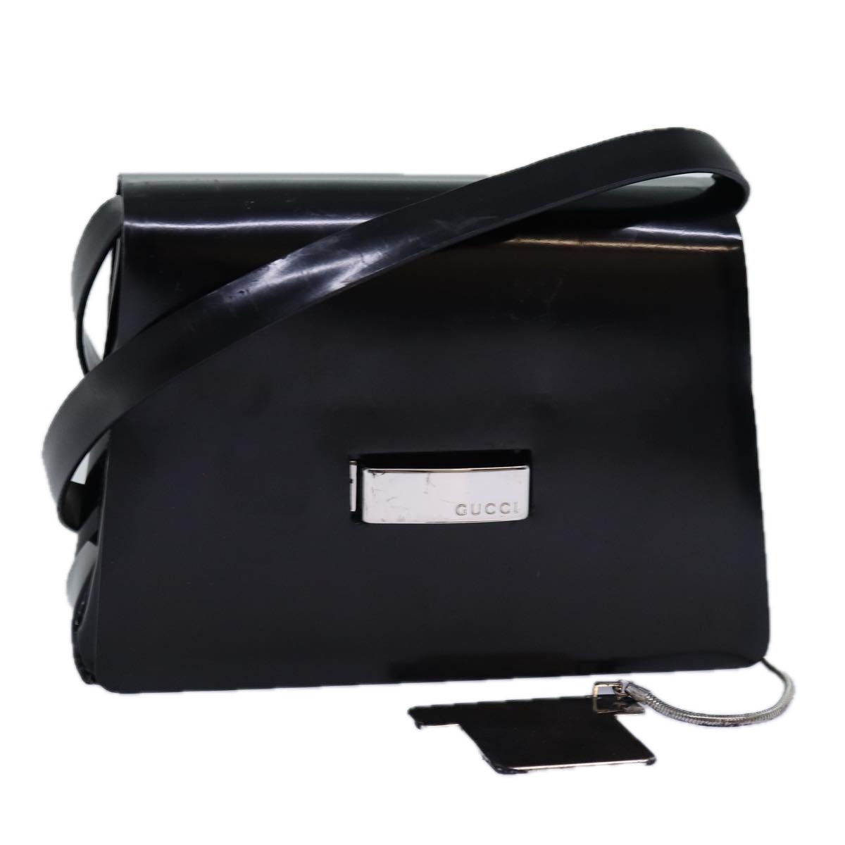 Gucci Shoulder Bag Leather Black 007 2046 0270 Auth 76731